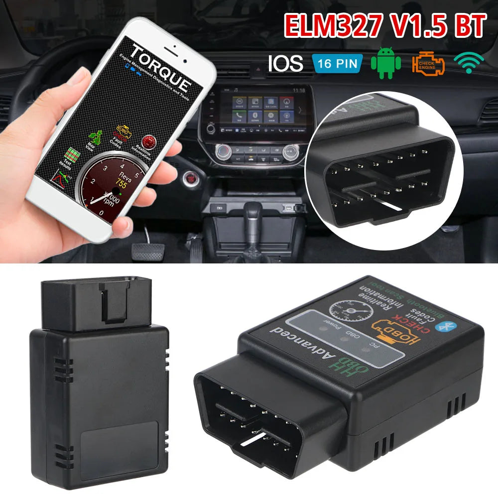 ELM327 for Ios/Android Bluetooth V1.5 Detector OBD2 Interface Adapter Car Accessories Code Reader Car Diagnostic Scanner