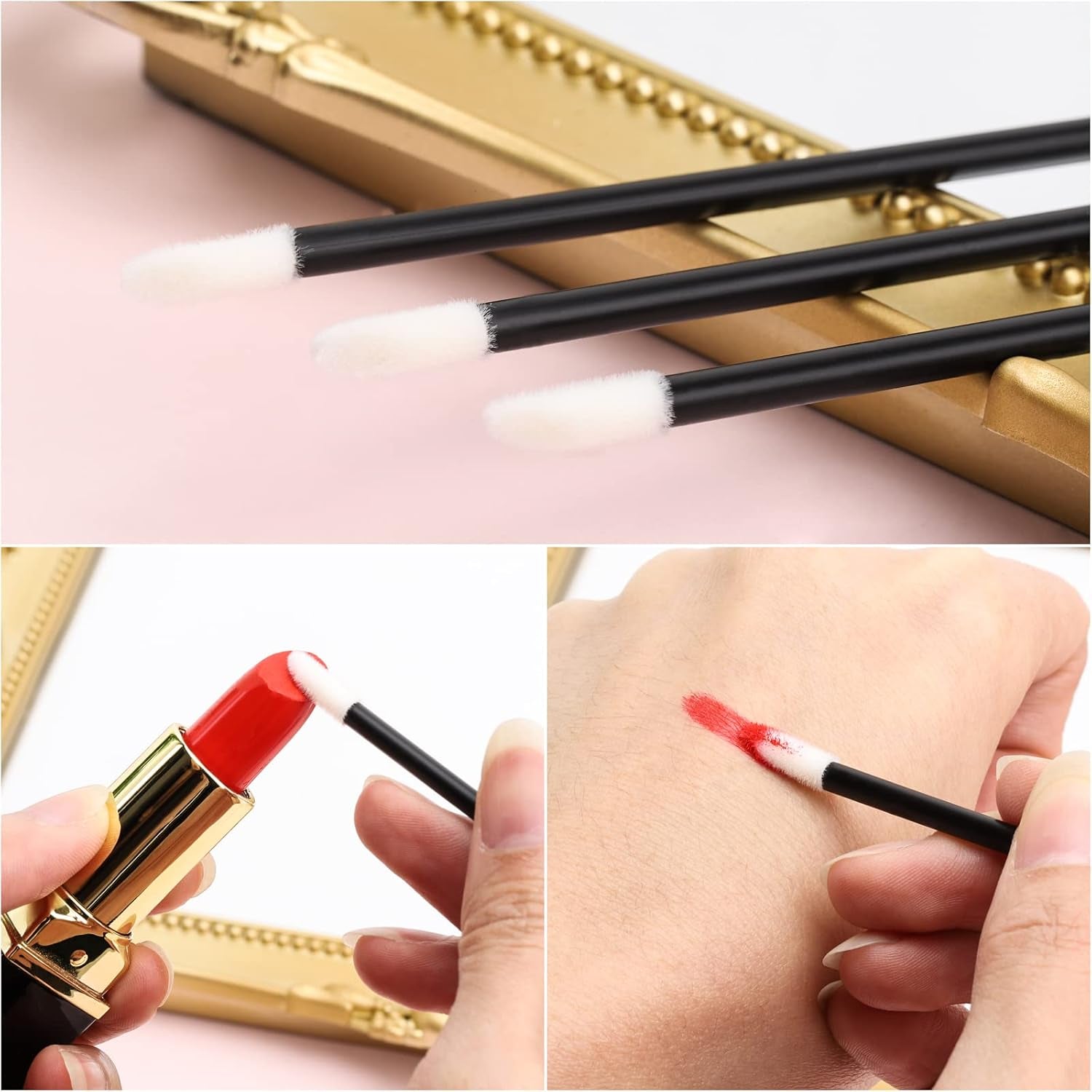 200 Disposable Lip Wands - Lint-Free Lip Brushes for Effortless Lipstick & Gloss Application - 200 Pack Beauty Tool