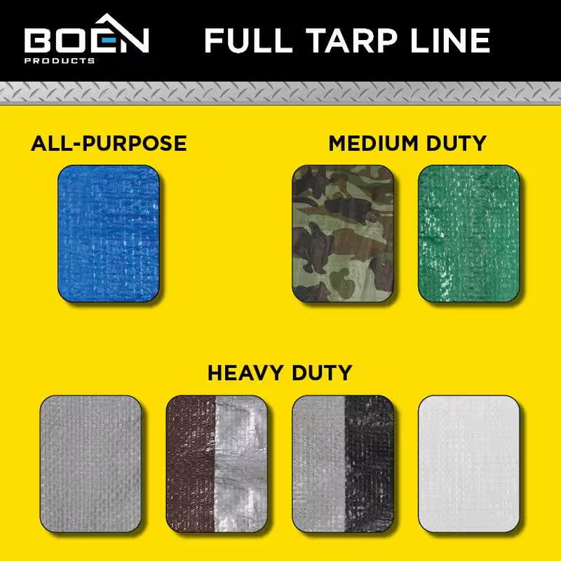 10 Ft. X 20 Ft. Multi-Purpose Green Poly Tarp Cover 8 Mil Thick Weave Material, Waterproof
