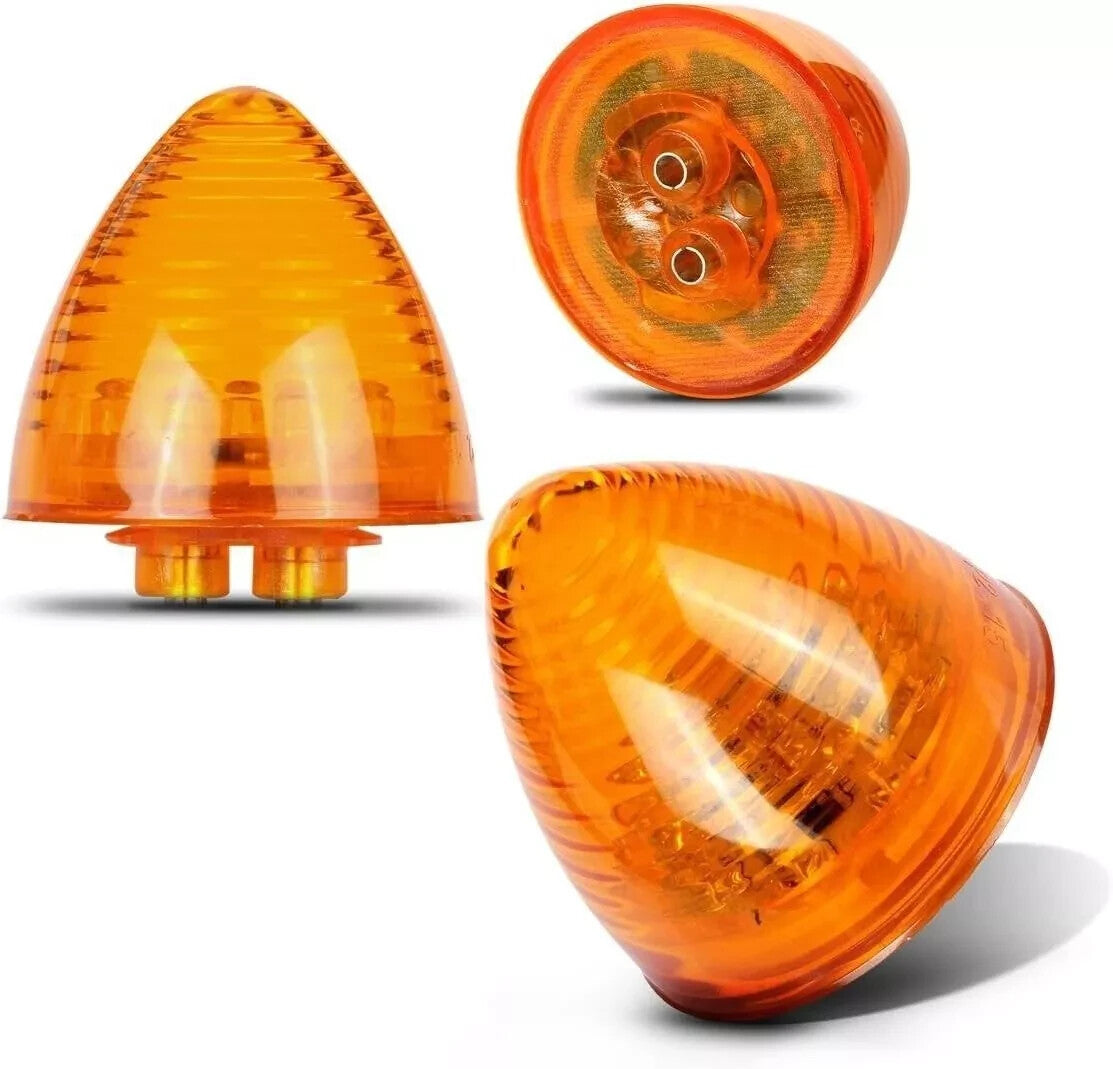 10-Pack 2-Inch Amber 9-LED Side Marker Lights, Round Beehive Design
