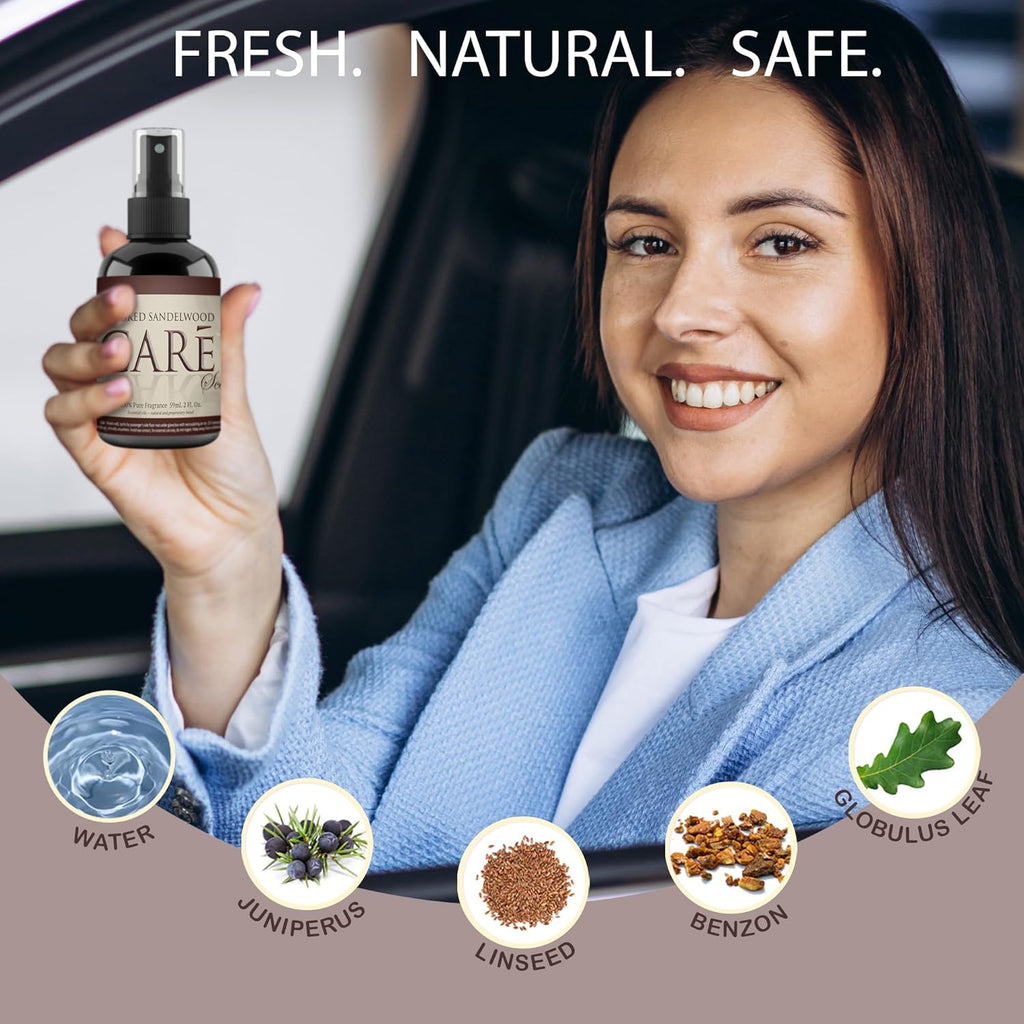 Care Scents Luxury Car Freshener, Long-Lasting Car Scent Spray, 2-Pack Car Scents Air Freshener, Car Fragrance to Freshen up Car, Smoked Sandalwood, 4 Fl Oz