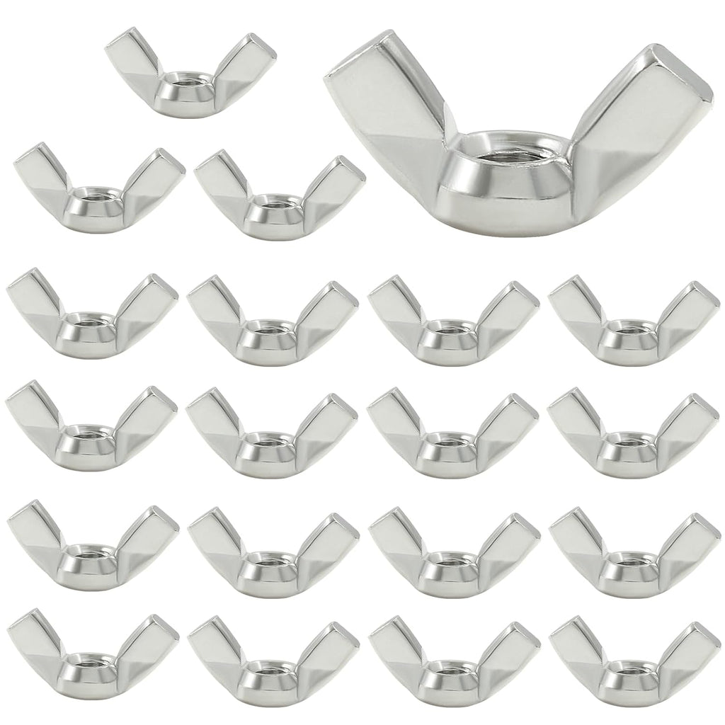 Waziaqoc 20 Pcs M6 Wing Nuts, 304 Stainless Steel Wing Nuts Fasteners Parts DIN315 Butterfly Nut