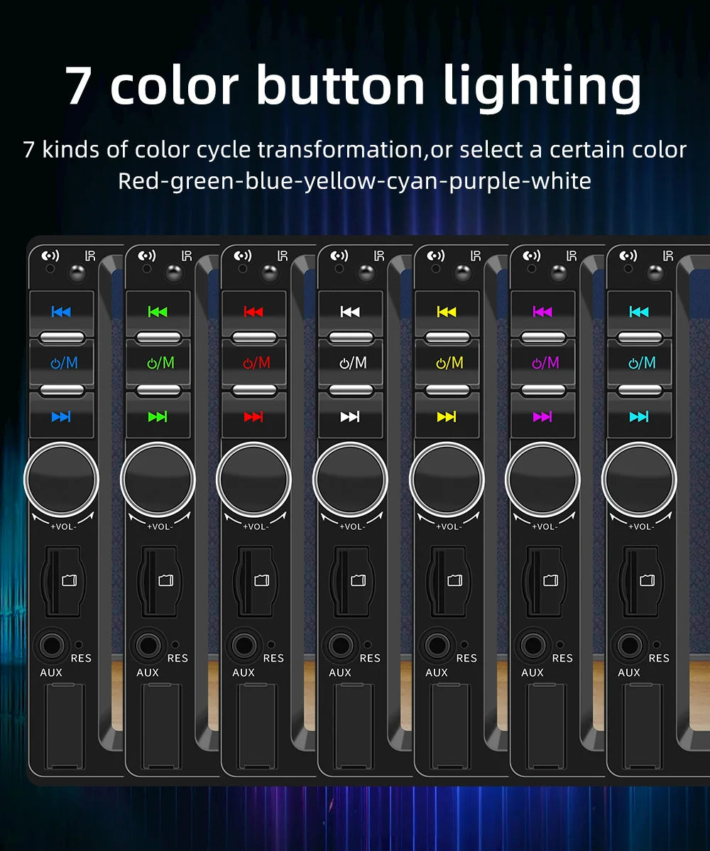 BQCC 7" 2Din/1 Din MP5 Car Player Mirrorlink Wired Android Auto/Carplay BT AUX Colorful Lights FM Car Radio F7018C