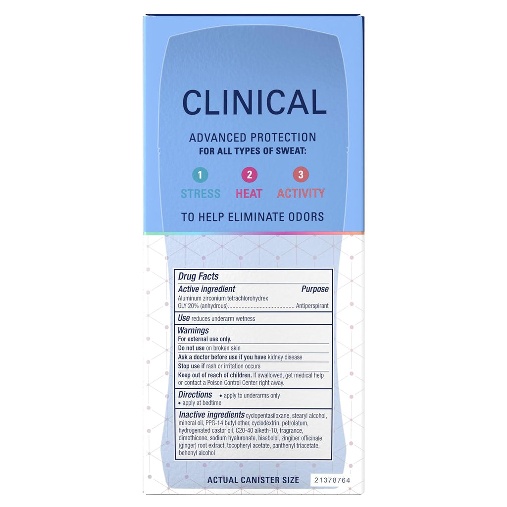 Secret Clinical Strength Antiperspirant Deodorant for Women - 100HR Sweat & Odor Protection, 3X Stress Defense, Clean Lavender Scent with Hyaluronic Acid, 2.6 Oz