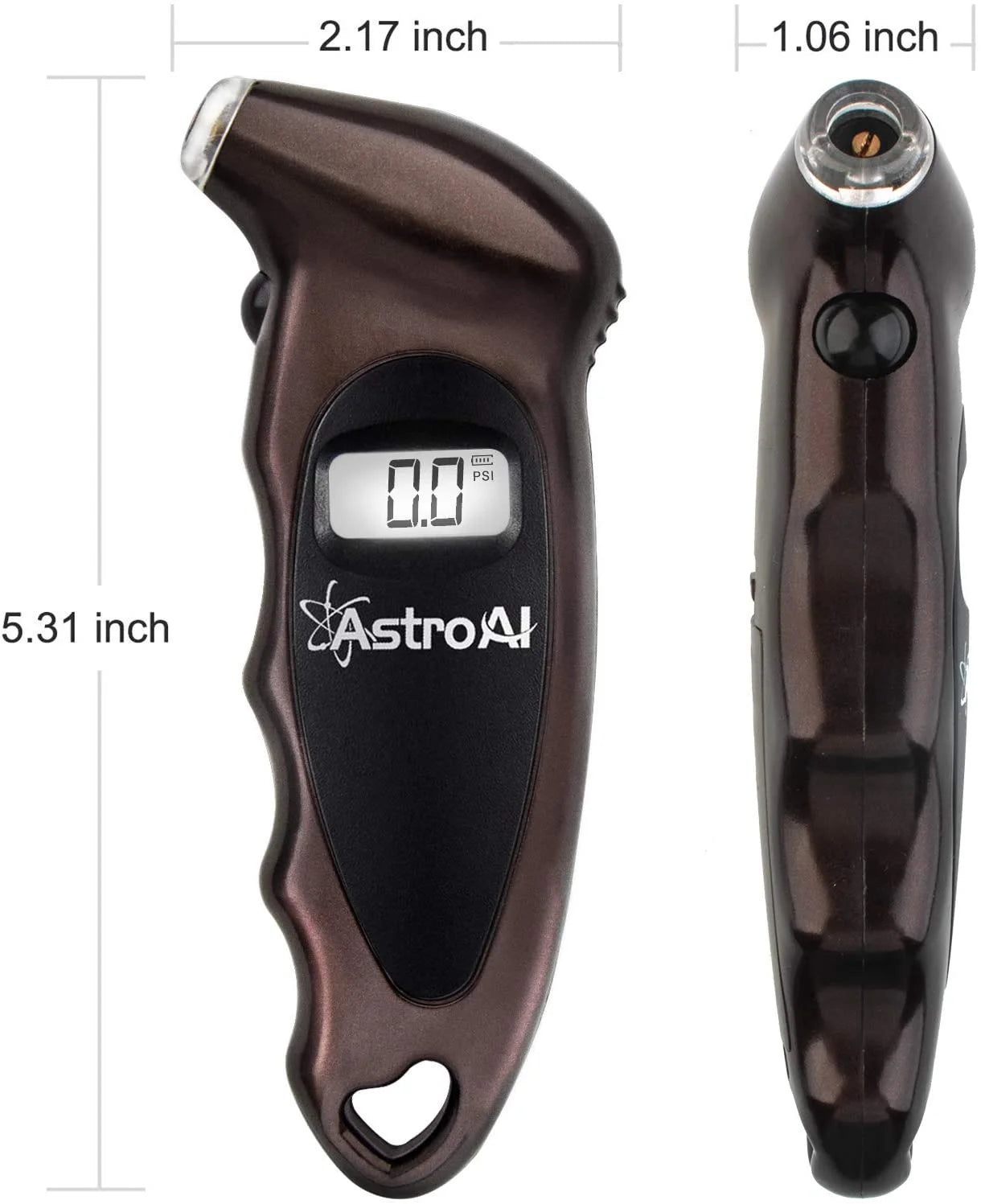 Digital Tire Pressure Gauge, Backlit LCD, 3A Battery, 150 PSI, Brown, 1 Pack, for Car/Truck/Bicycle