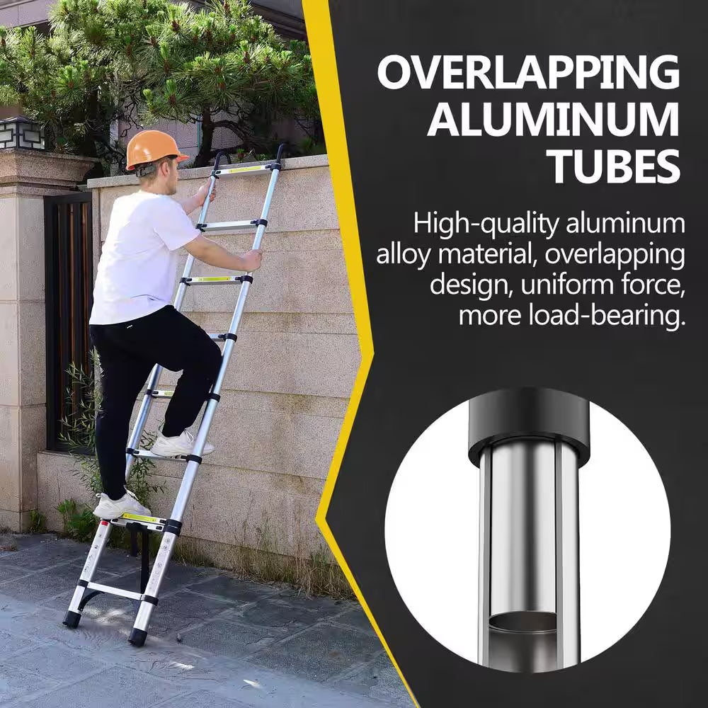 8.5 Ft. Reach Aluminum Alloy Multi-Purpose Folding Telescopic Ladder Step Stool Ladder