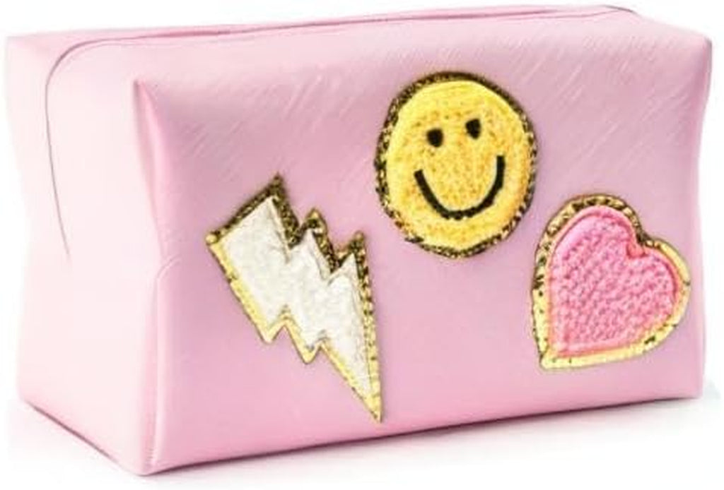 Lietoi Preppy Pink Waterproof Toiletry Bag - Stylish Portable Makeup Organizer for Women & Girls, Perfect Gift!