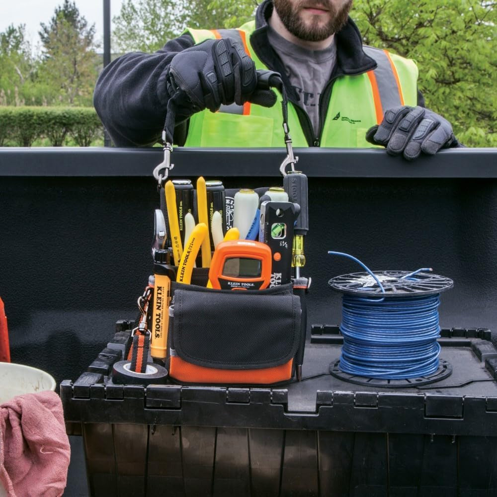 Klein Tools Tradesman Pro Tool Pouch - Durable 9 Pocket Design with Electrical Tape Holder and Reinforced Bottom