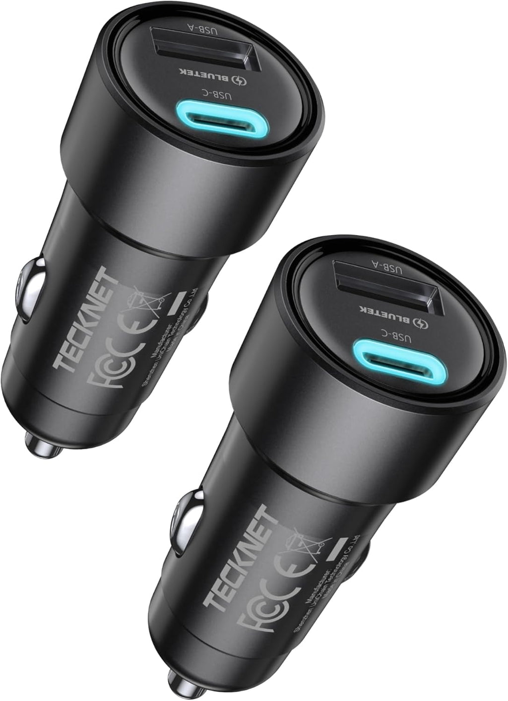 TECKNET 48W Dual USB Car Charger - Fast Charging Adapter for iPhone 17/16/15/14 Pro Max/Plus & Galaxy (2-Pack)