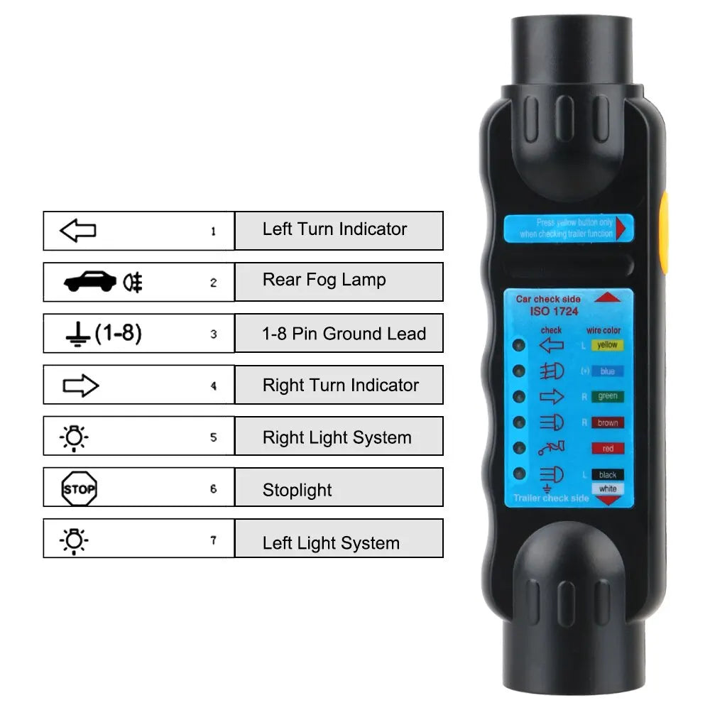 12V 7 Pin Car Towing Light Tester Trailer Plug Socket Diagnostic Tools Caravan Towing Tow Bar Light Wiring Test Accessories