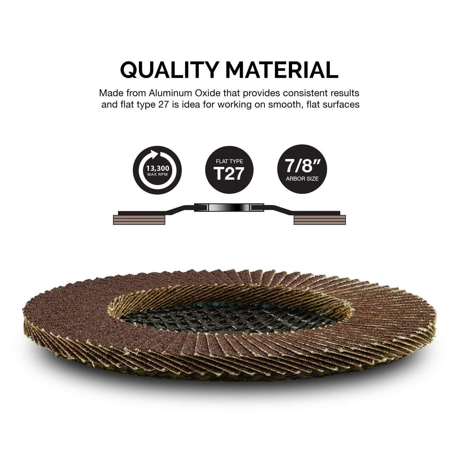 NEIKO 11107A 10-Pack 4-1/2" Aluminum Oxide Flap Discs - 60 Grit Grinding Wheels for Angle Grinders, Perfect for Wood & Metal Sanding