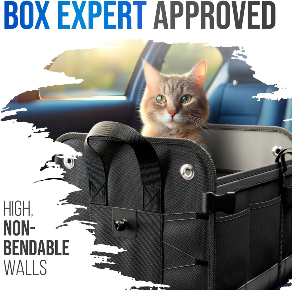 Ultimate Car Trunk Organizer – Large Collapsible Storage Box with Adjustable Compartments – Heavy-Duty, Waterproof, Non-Slip Cargo Organizer for SUV, Truck & Car – Perfect for Groceries & Tools