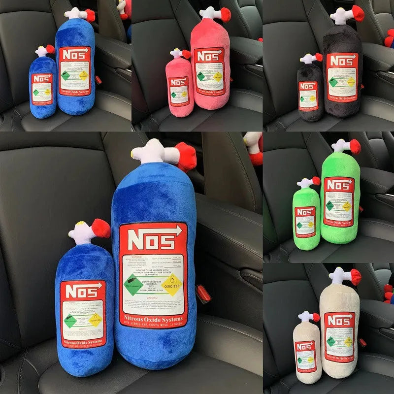 Car Seat Neck Pillow and Waist Cushion - Creative Plush Headrest in Nitrogen Cylinder Shape, Premium Car Accessories