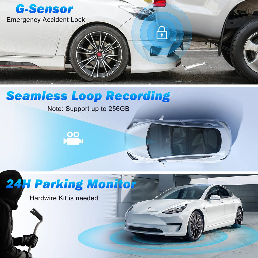 NEXPOW Dash Cam Front and Rear, 4K Full HD Dash Camera with Built-In Wifi GPS, Super Night Vision, WDR, 24H Parking Mode, 32GB Card Included