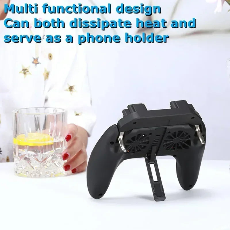 H10 Four-Finger Mobile Game Controller with Radiator for Aim Shooting - Joystick Accessory for iOS and Android Gaming