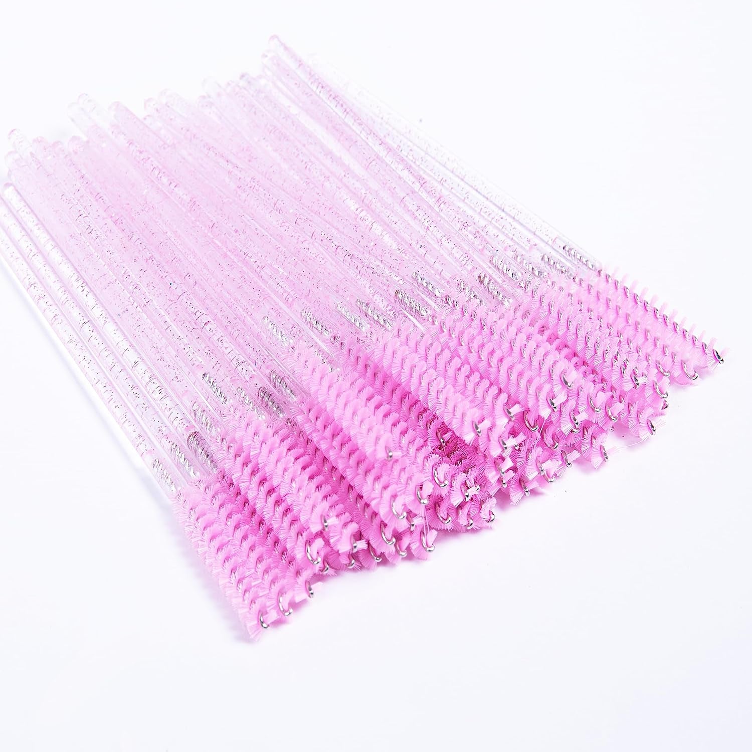 I-Laesh 100 Pcs Crystal Blue Eyelash Brush Set - Sparkling Mascara Wands & Professional Eyebrow Spoolies for Flawless Makeup Application