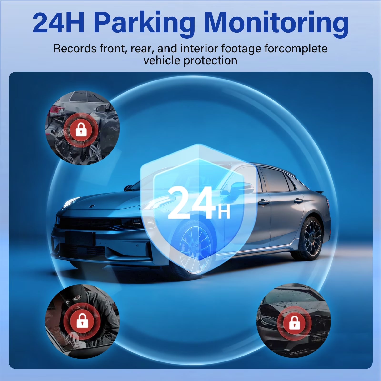 Dash Cam Front and Rear, 3 Channel Dash Cam, 1080P Dash Camera for Cars, Built-In Wi-Fi, Night Vision, Loop Recording