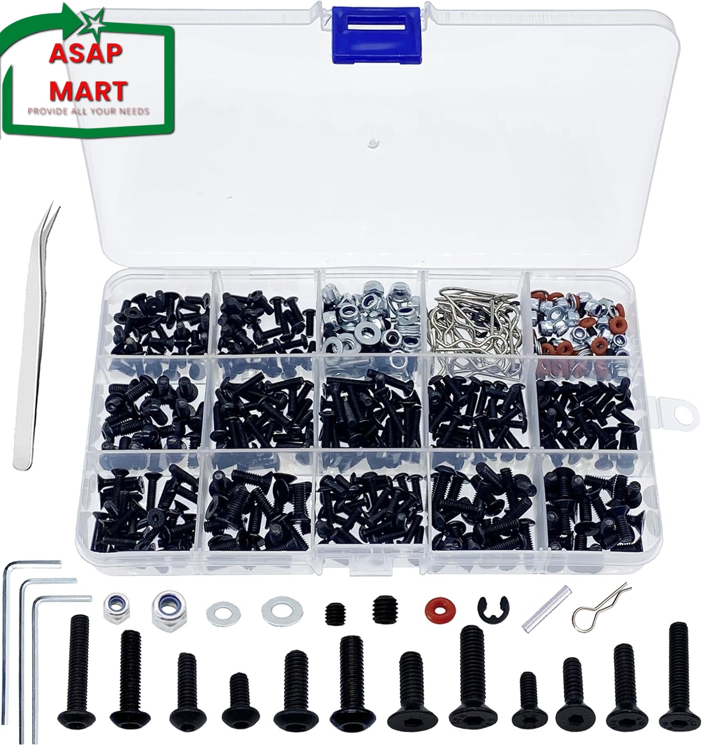 Universal RC Screw Assortment Kit - 520 Pieces for Traxxas, Arrma, Redcat, and HPI