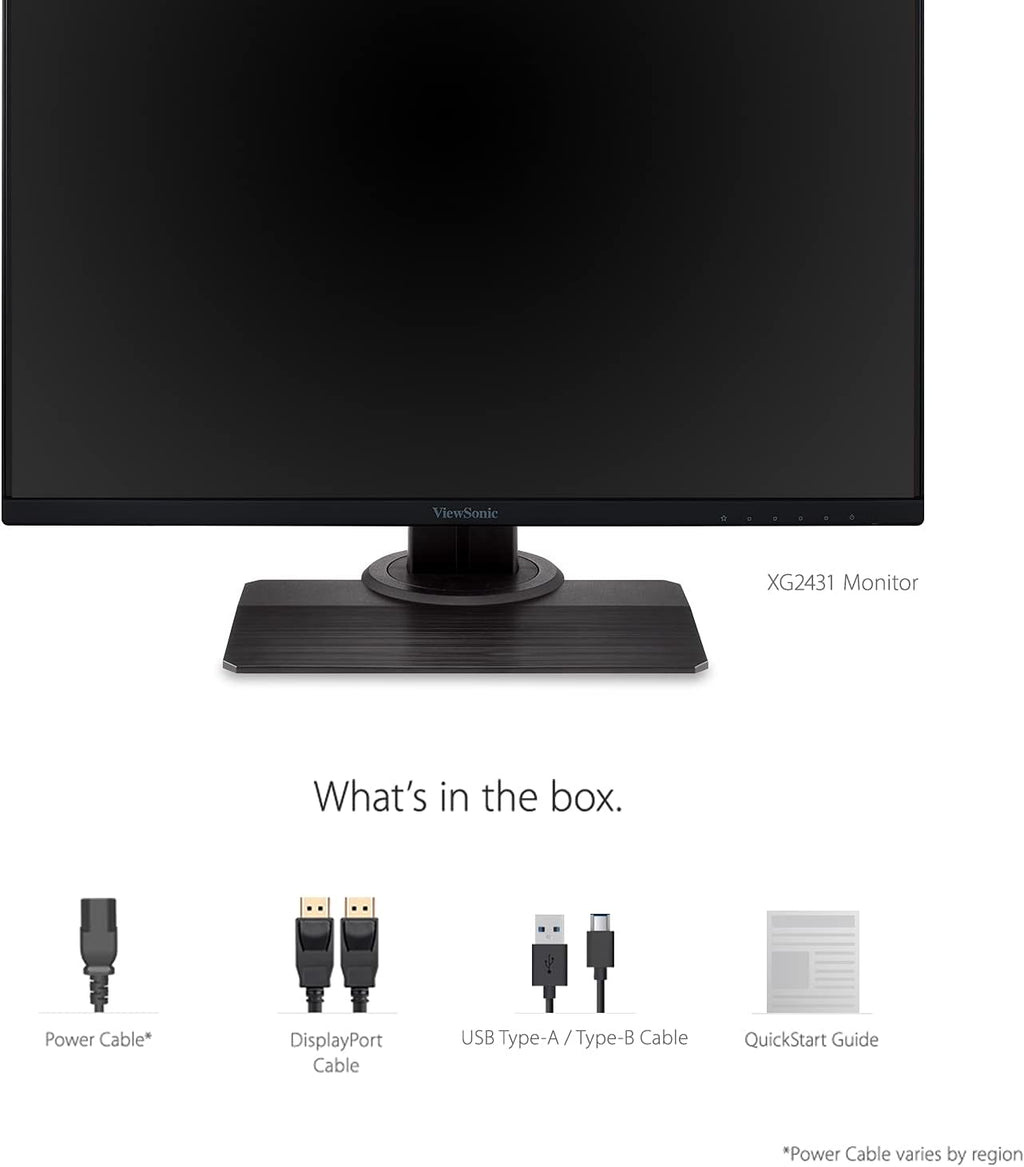 Viewsonic XG2431 24 Inch 1080P Gaming Monitor with 240Hz, 0.5Ms, Freesync Premium, NVIDIA G-Sync Compatible, Advanced Ergonomics, Eye Care, HDR400