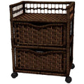 2-Drawer Mocha Wheeled Natural Fiber Trunk