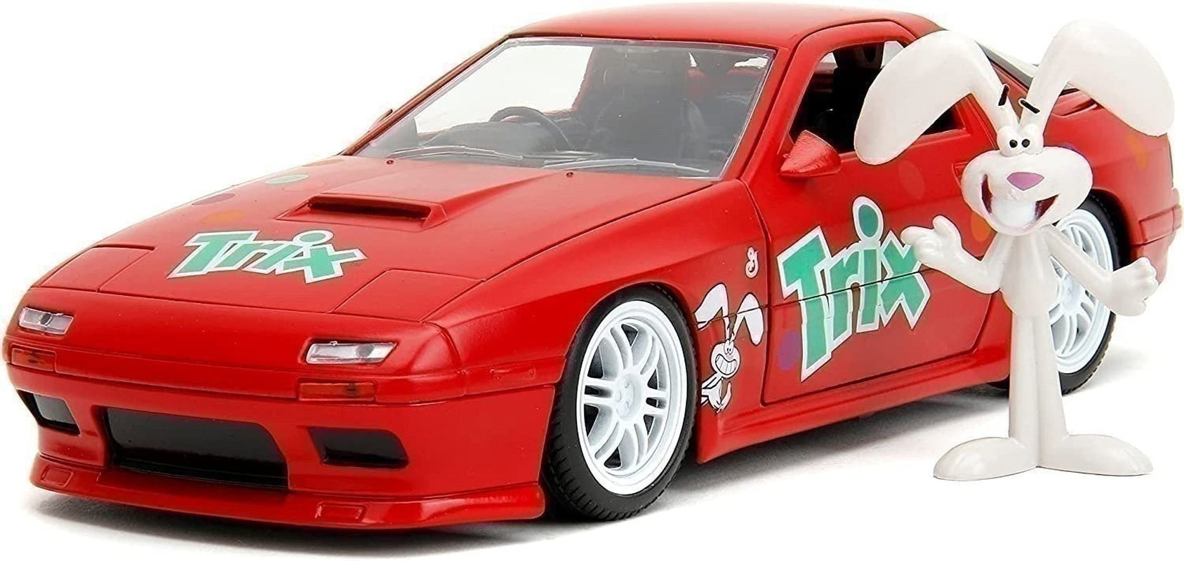 General Mills Trix 1:24 Scale 1985 Mazda RX-7 Die-Cast Model Car with 2.75" Trix Rabbit Figurine