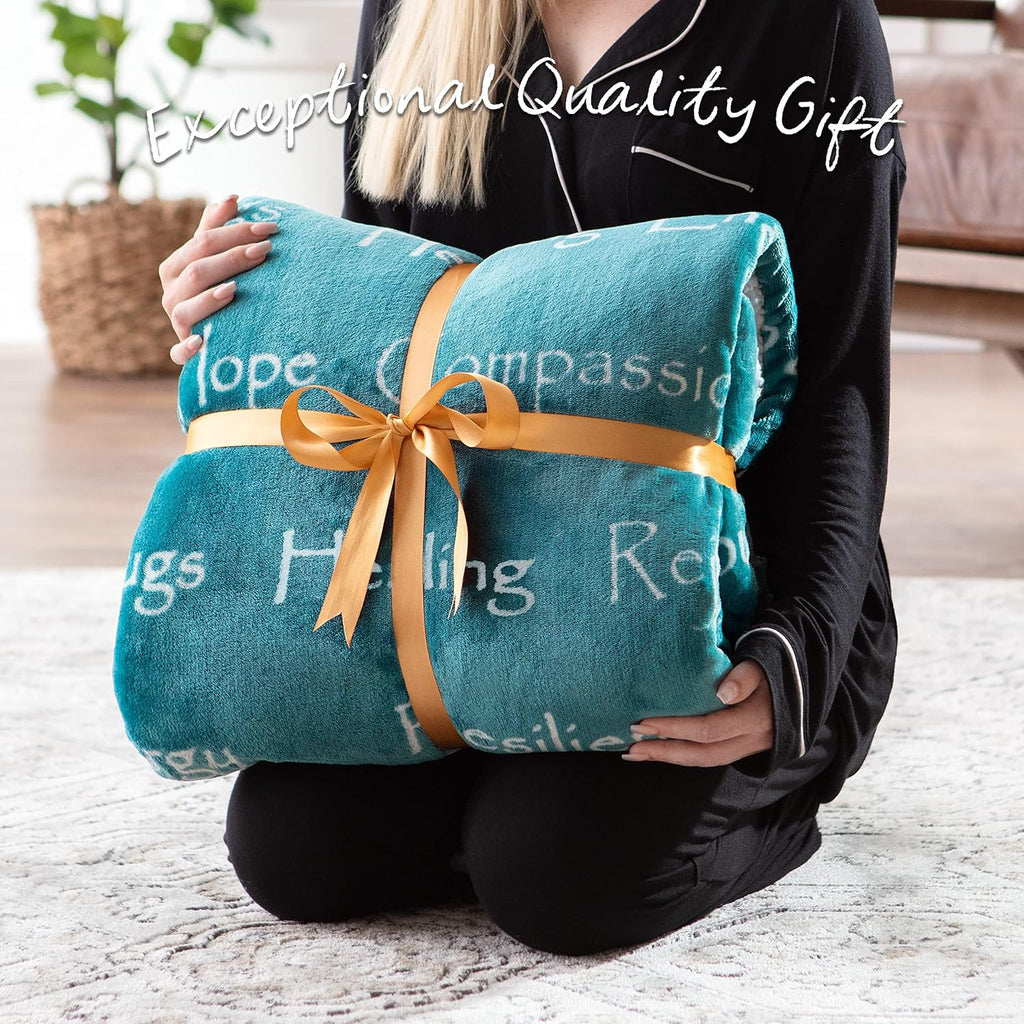 Chanasya Premium Healing Warm Hugs Blanket - Comforting Gift for Cancer Patients - Teal Twin Size for Positive Energy and Support