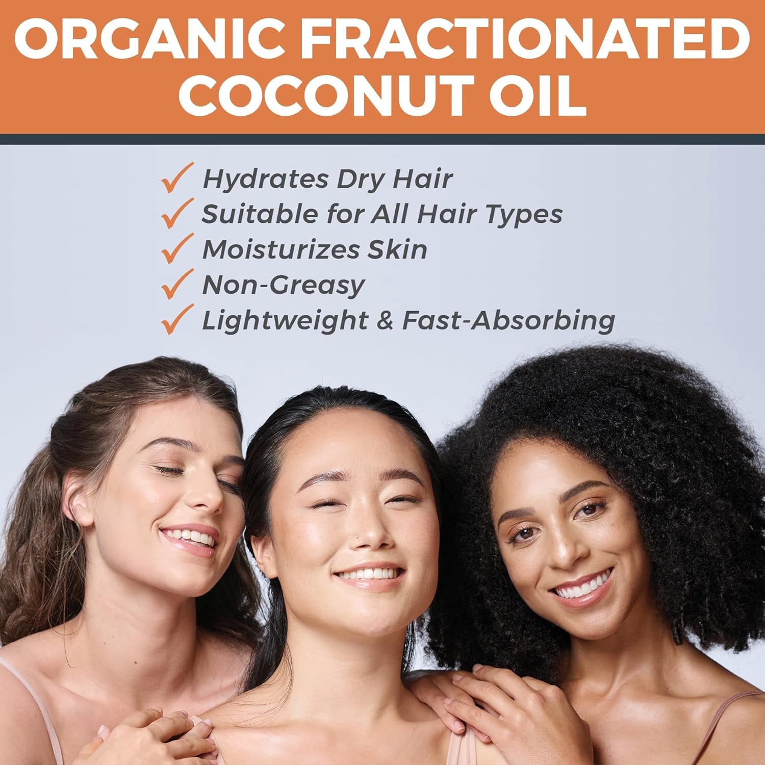 Viva Naturals Organic Fractionated Coconut Oil – 16 Fl Oz Multi-Purpose Moisturizer for Skin, Hair, and Massage, Perfect Carrier Oil for Essential Oils