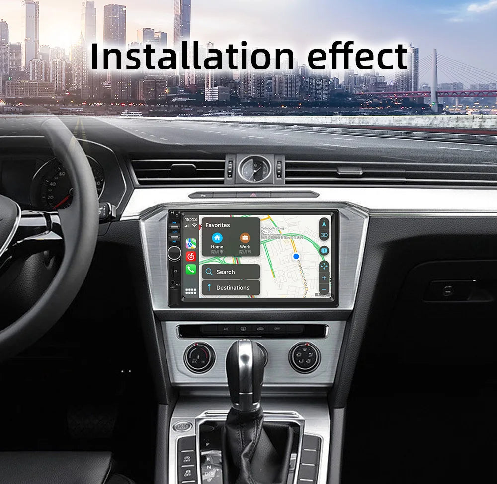 BQCC 7" 2Din/1 Din MP5 Car Player Mirrorlink Wired Android Auto/Carplay BT AUX Colorful Lights FM Car Radio F7018C