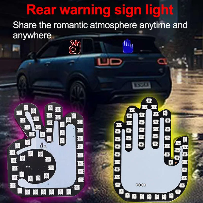 Colorful RGB LED Gesture Light for Vehicles - USB Hand Lamp with Middle Finger Design - Fun Car Accessories
