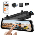 Wolfbox 4K Dual Dashcam with 10" Touch Screen, Front and Rear Recording, Night Vision, GPS, Free 64GB Card
