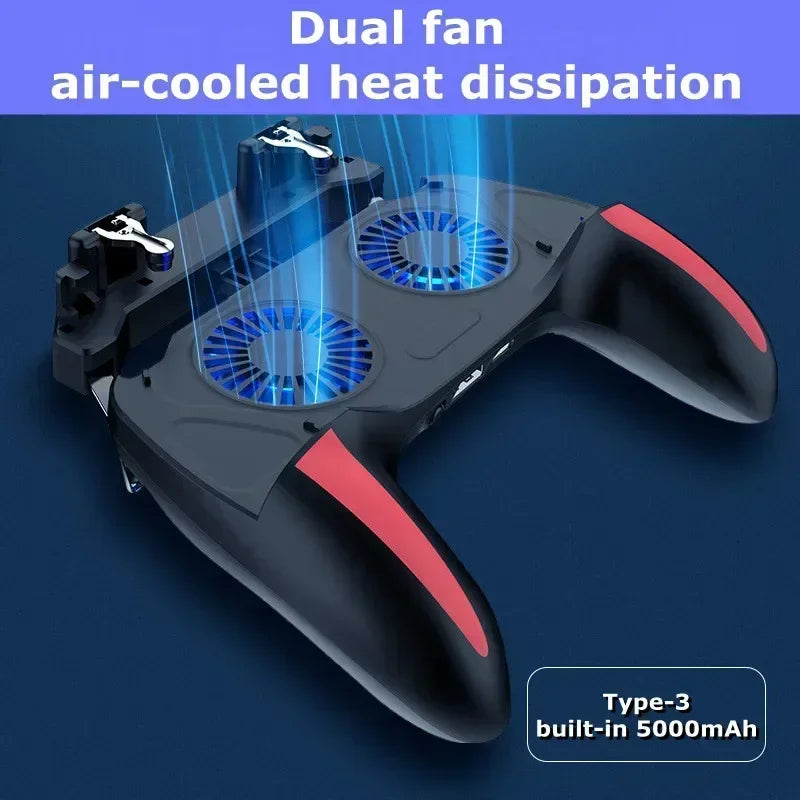 H10 Four-Finger Mobile Game Controller with Radiator for Aim Shooting - Joystick Accessory for iOS and Android Gaming