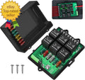 12V Automotive Universal Relay and Fuse Panel with 6-Way Relays