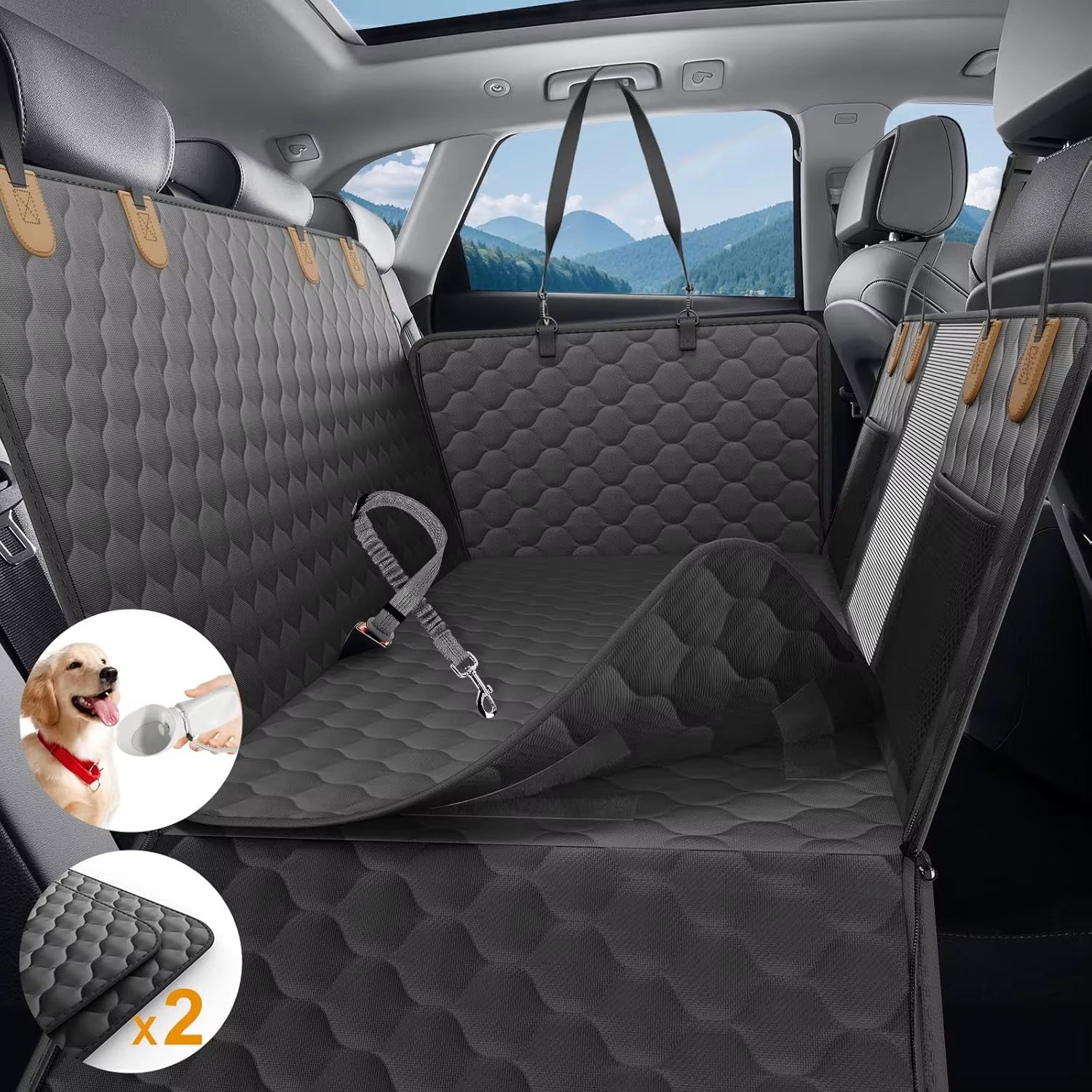 Ultimate Waterproof Dog Car Seat Protector & Travel Hammock - Foldable Pet Travel Accessories for Safe and Comfortable Rides