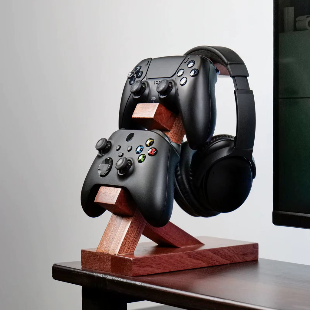 Stylish Wood Headphone Stand - Perfect Gaming Headset Holder & Accessory Gift for AirPods, PS5, Xbox