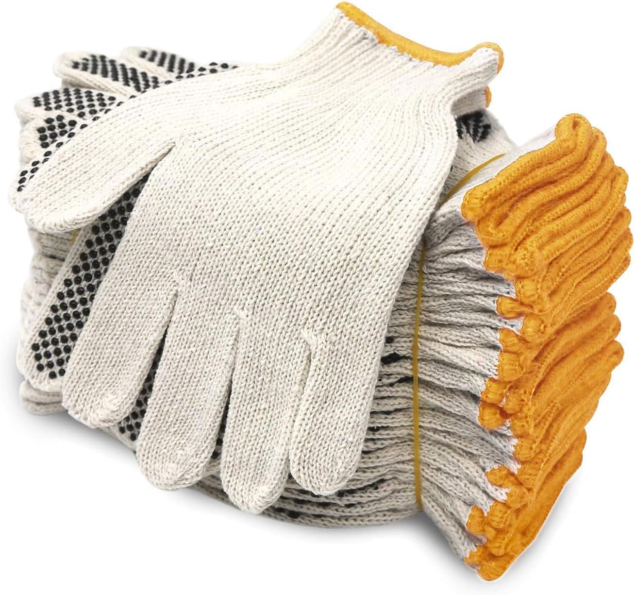 Evridwear L Size Cotton Polyester Safety Work Gloves - 12 Pairs for Painters, Mechanics, Gardeners & Construction Workers with Dotted Grip