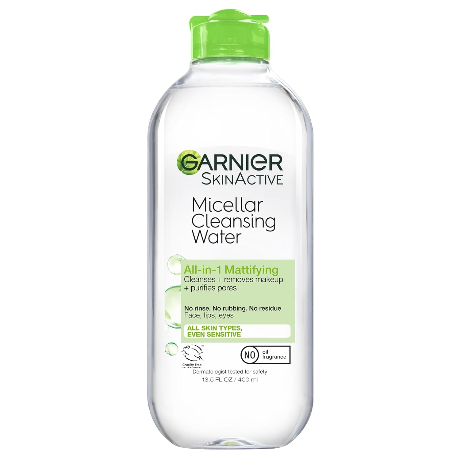 Garnier Micellar Water for Oily Skin, Facial Cleanser & Makeup Remover, Mattifying, for All Skin Types, Vegan, Cruelty Free, 13.5 Fl Oz (400Ml), 2 Count