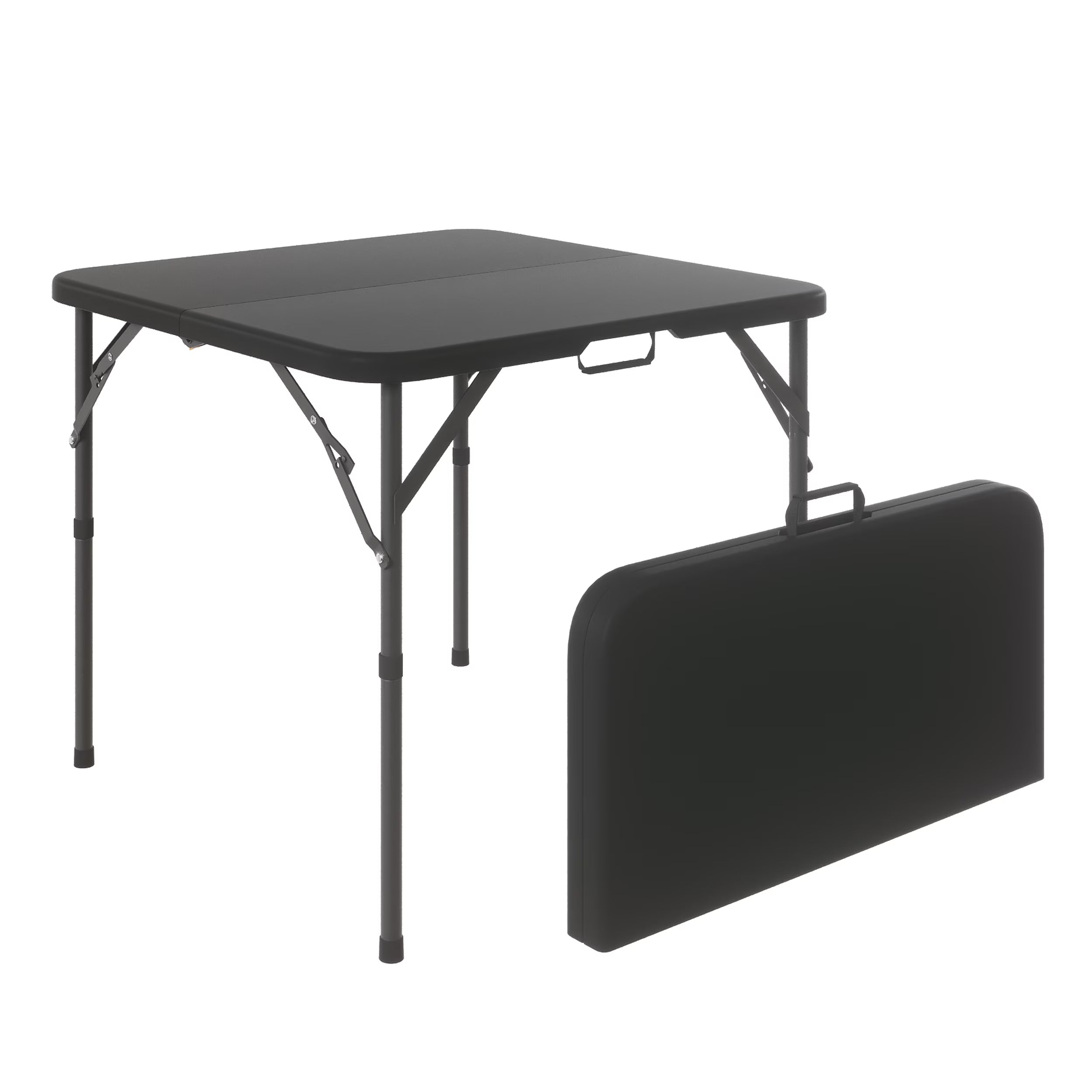 34" Square Folding Table,Fold-In-Half Plastic Card Table,Picnic Party Event Dining Camp Table for Indoor Outdoor,Black