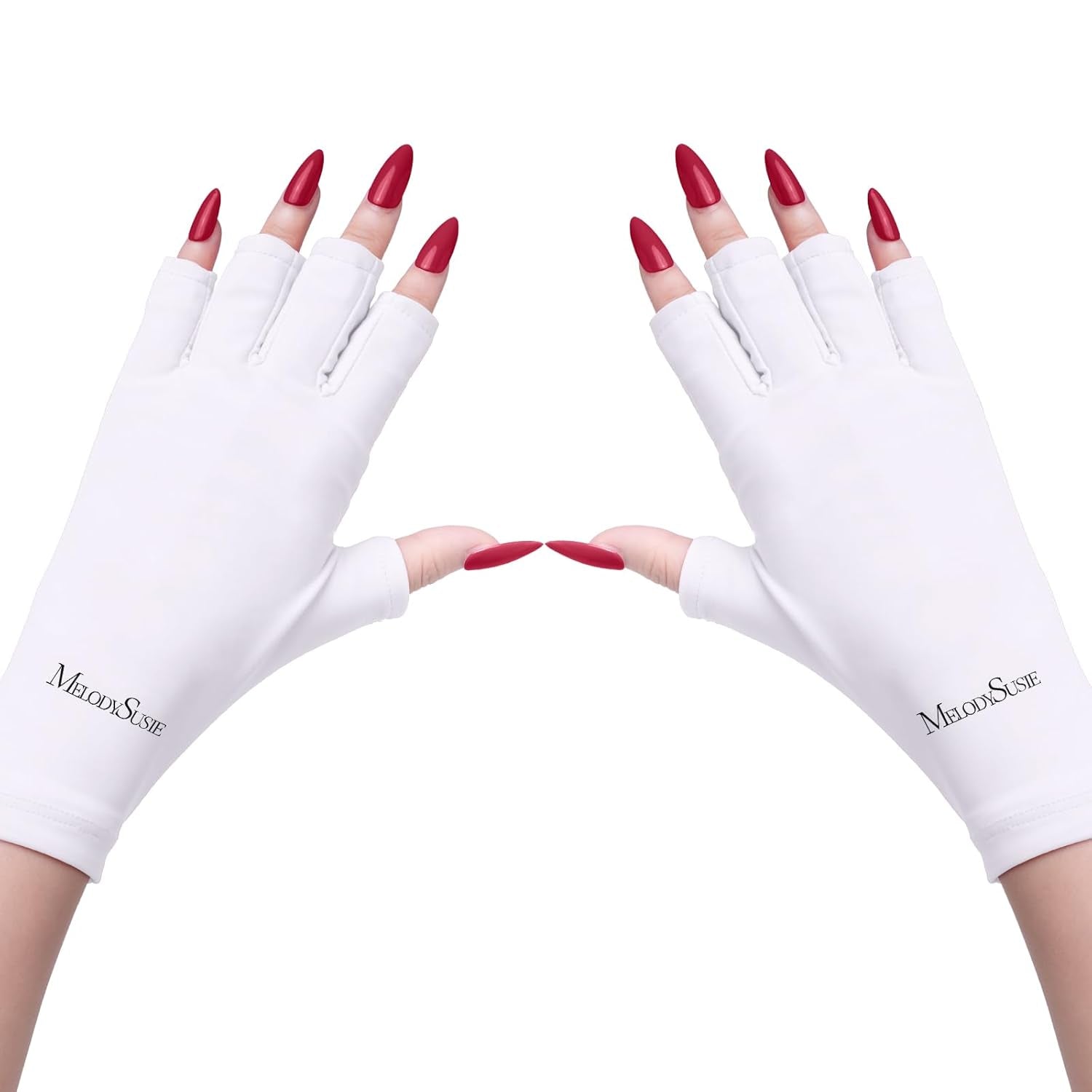 Melodysusie UV Protection Gloves for Gel Nail Lamps - UPF50+ Fingerless Manicure Gloves for Men and Women - Safeguard Your Hands from Sun and Nail Dryer Damage (Black)