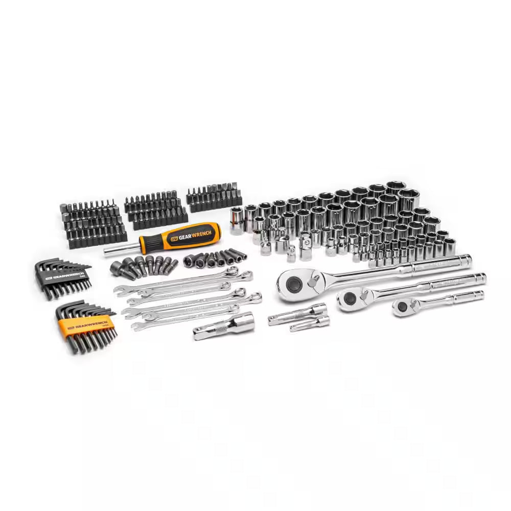 1/4 In., 3/8 In., and 1/2 In. Drive 72-Tooth 6-Point SAE/MM Mechanics Tool Set (202-Piece)