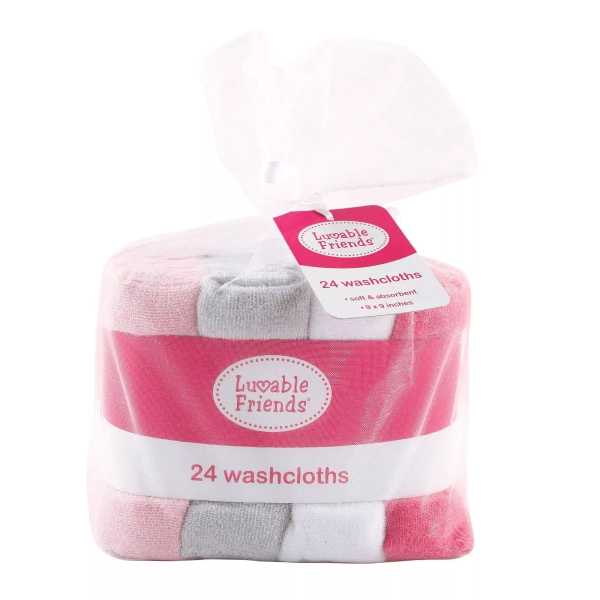Luvable Friends Baby Girl Super Soft Bundle Washcloths, Pink Pastel, One Size