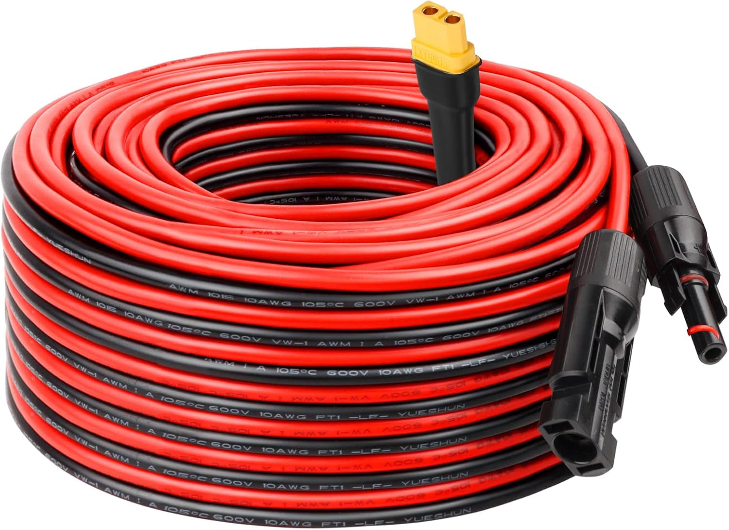 MOOKEERF Solar to XT60 Extension Cable 10AWG 25FT Solar Connector to XT60 Adapter Cable for Solar Panel to Portable Power Station Solar Generator Battery Pack