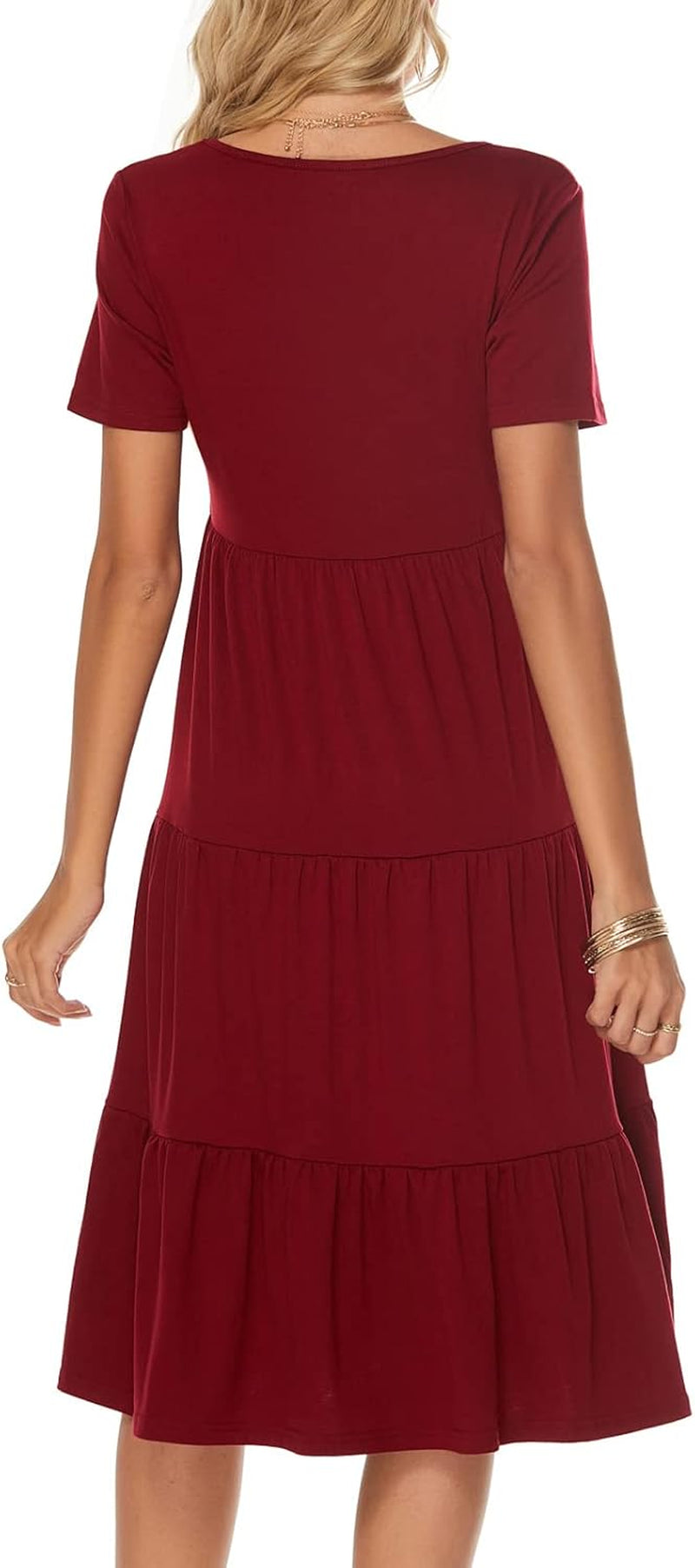 Berydress Women'S Casual Summer Tiered Midi Dress 2025 Short Sleeve V-Neck Loose Cotton Ruffle Babydoll Dress Boho Sundress