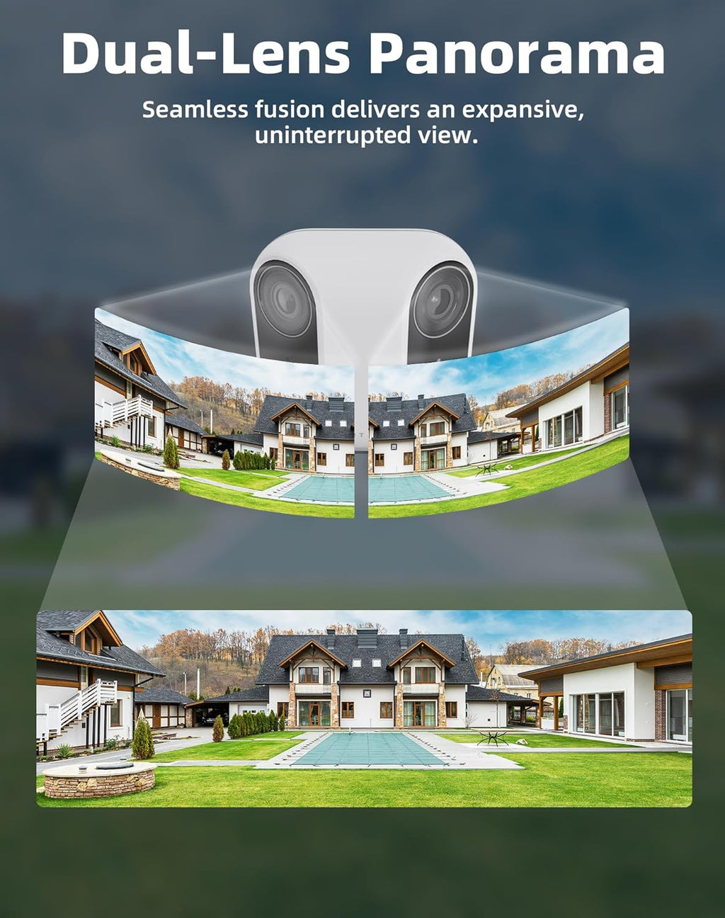 VIRTAVO XM1 Dual-Lens Solar Security Camera Outdoor Wireless, Starlight Night Vision, Smart AI Detection, 100% Wire-Free, IP65 Weatherproof, No Subscription, Local Storage, 2.4Ghz Wifi Surveillance