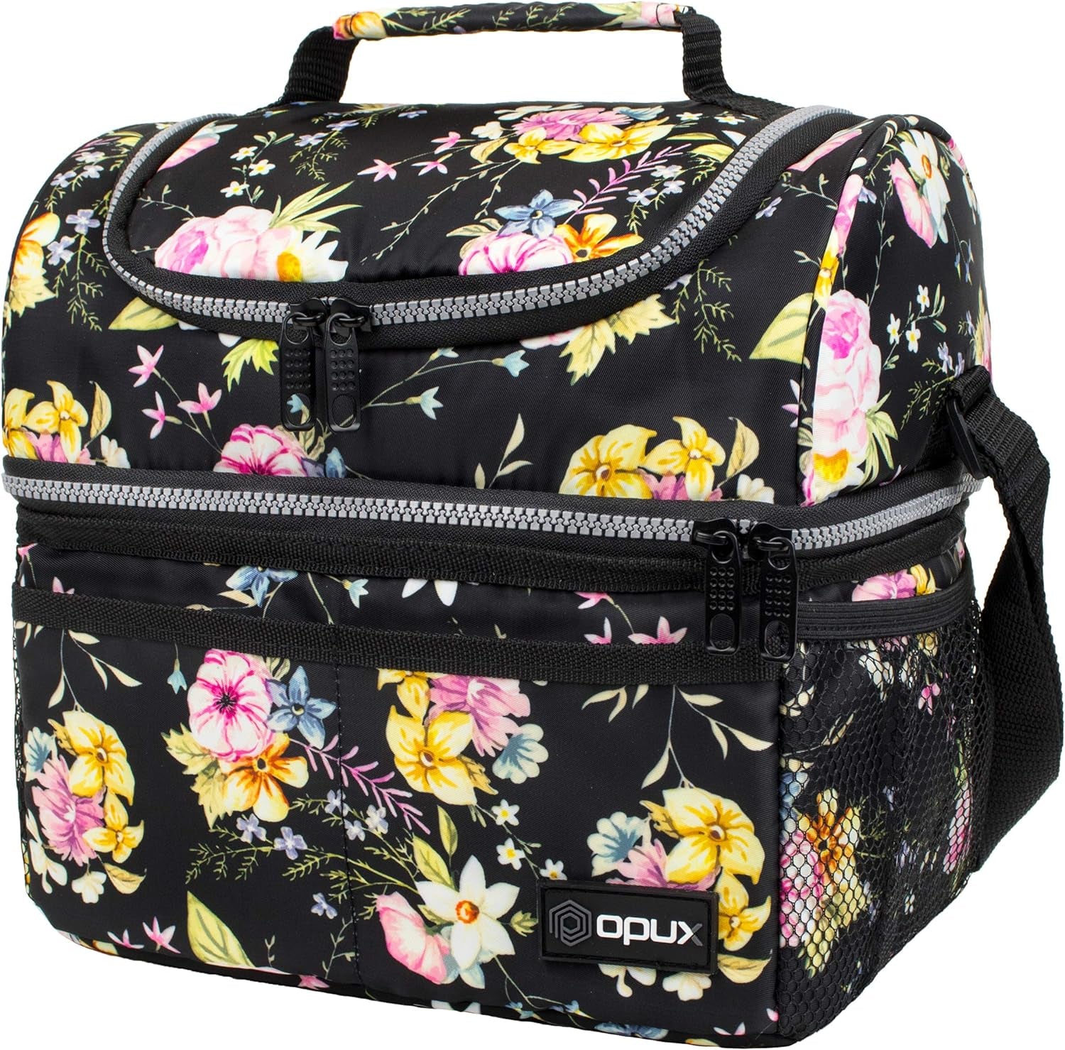 OPUX Insulated Double Decker Lunch Box - Large 12L Leakproof Cooler for Adults & Kids - Aqua Turquoise Soft Tote for Work & School Meal Prep