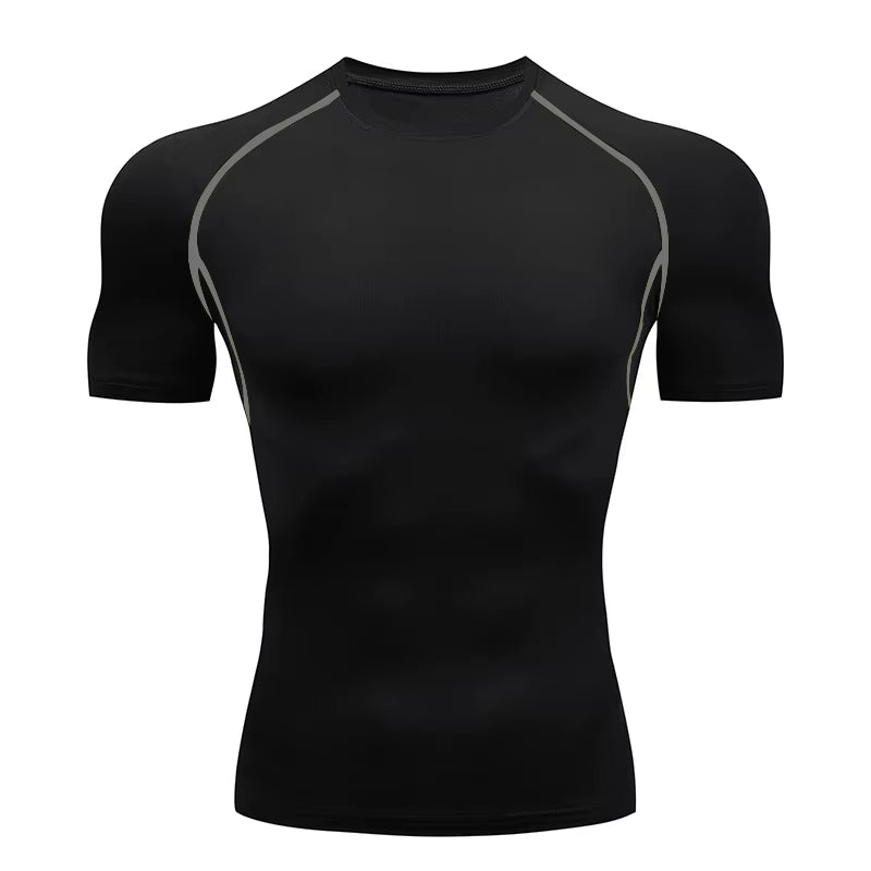 Men'S Compression Shirts Summer Short Sleeves Tees T-Shirt Gym Workout Fitness Running Tops Undershirts Baselayer Sportswear