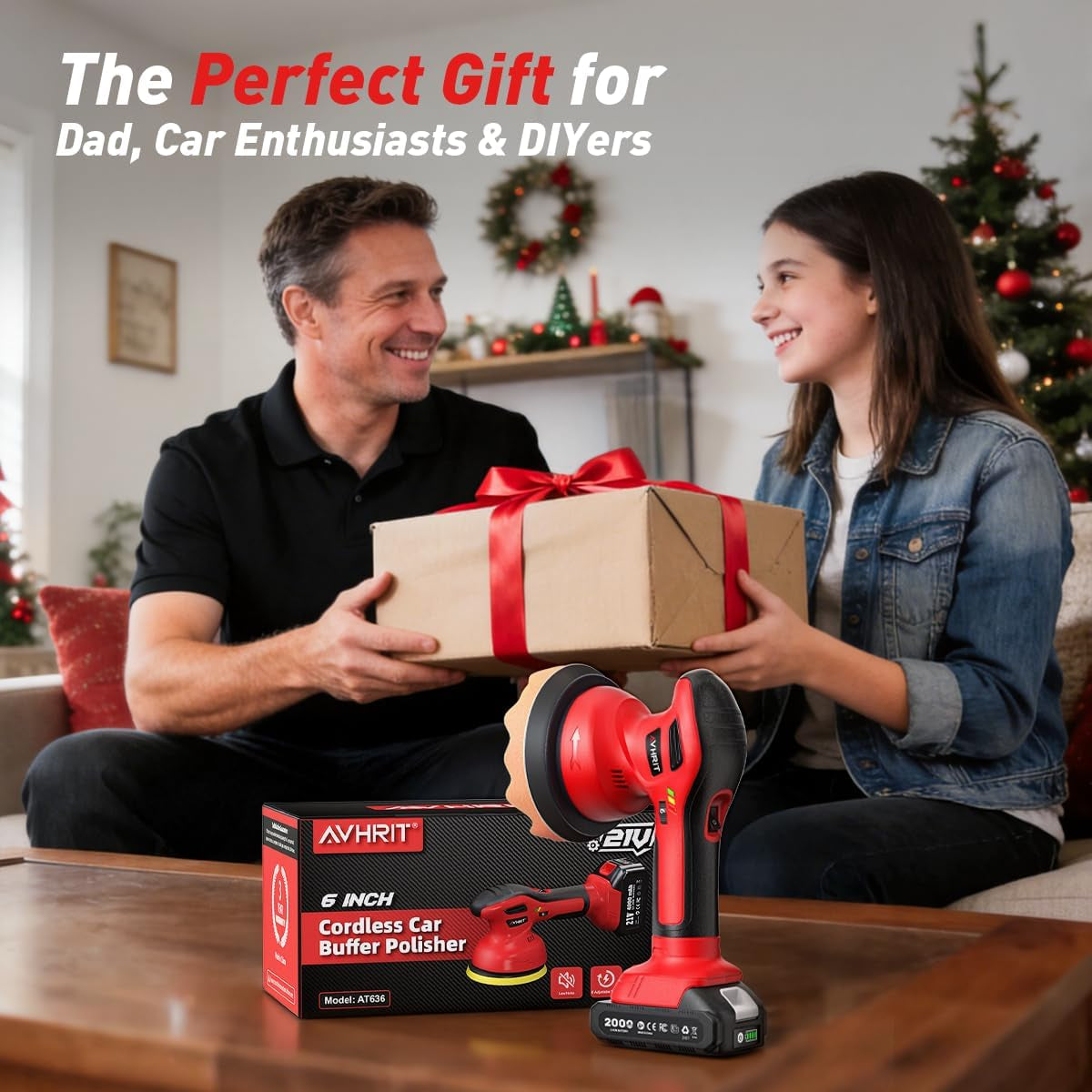 Cordless Car Buffer Polisher Kit W/ 2X2000Mah 21V Batteries, 6 Inch Car Buffer Waxer Kit W/ 6 Variable Speed & Extra Attachments, Polisher for Car Detailing,Boat Sanding,Scratch Removing