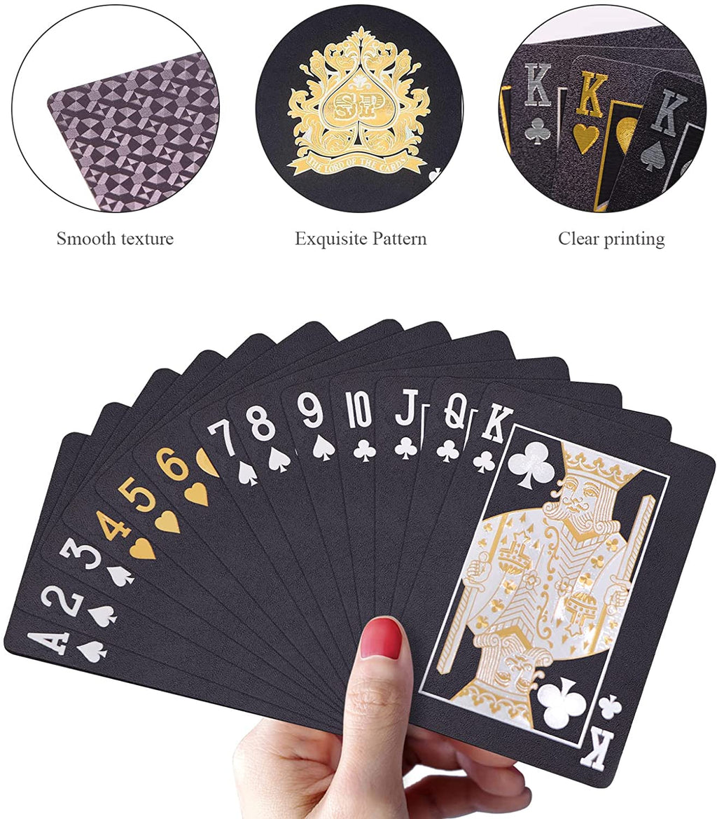 ACELION Waterproof Plastic Playing Cards - Black Diamond Deck for Poker and Gifts