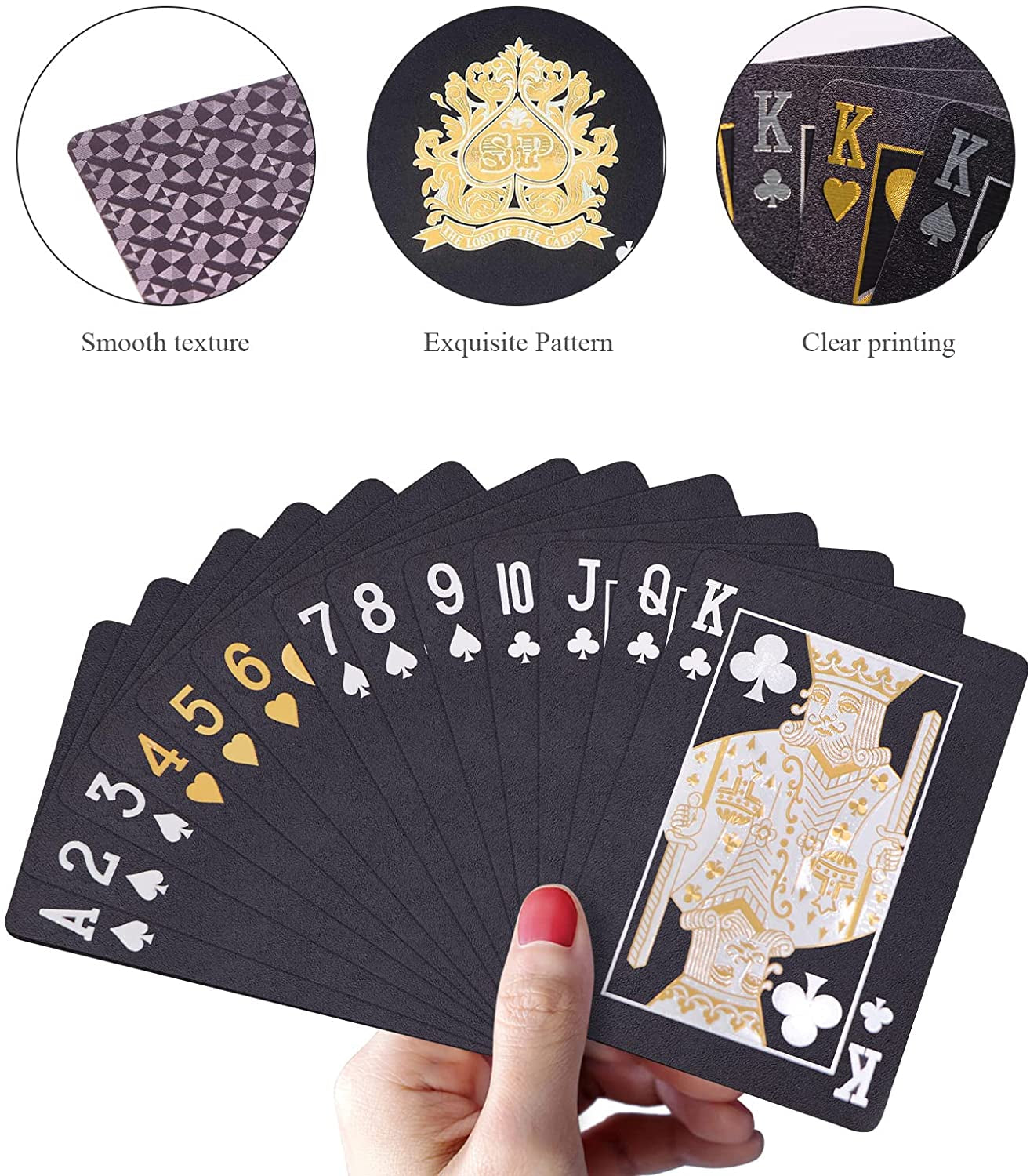 ACELION Waterproof Plastic Playing Cards - Black Diamond Deck for Poker and Gifts