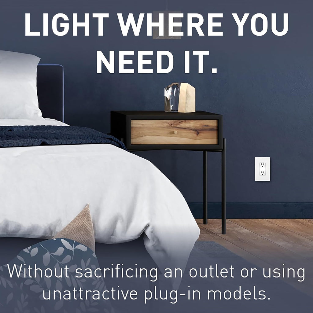 Legrand Radiant Adjustable LED Night Light Outlet - Safe, Tamper Resistant Design for Kids - White NTL885TRWCC6