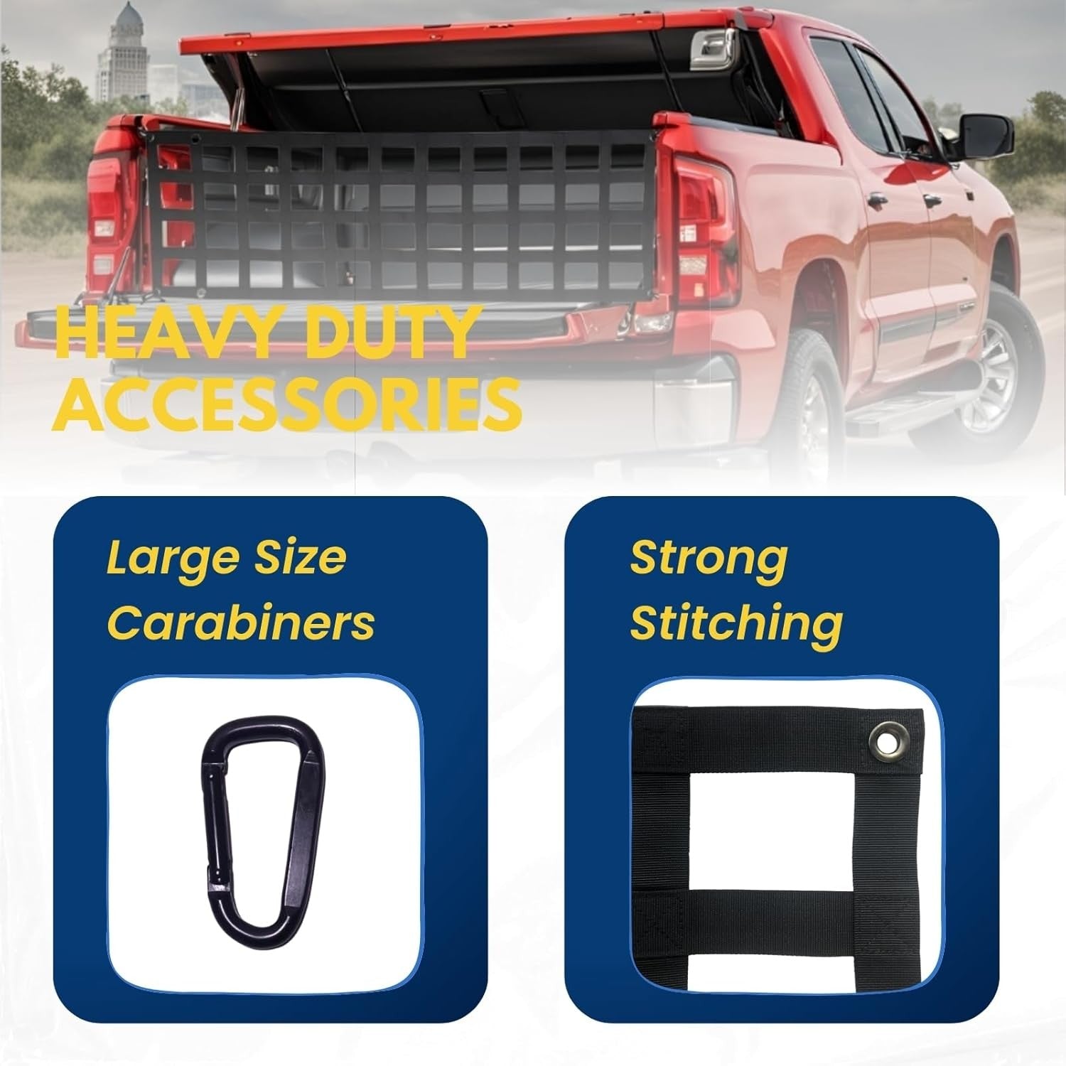 Heavy Duty Tailgate Net - 60" x 18" for Pickup Truck Bed, Easy Installation